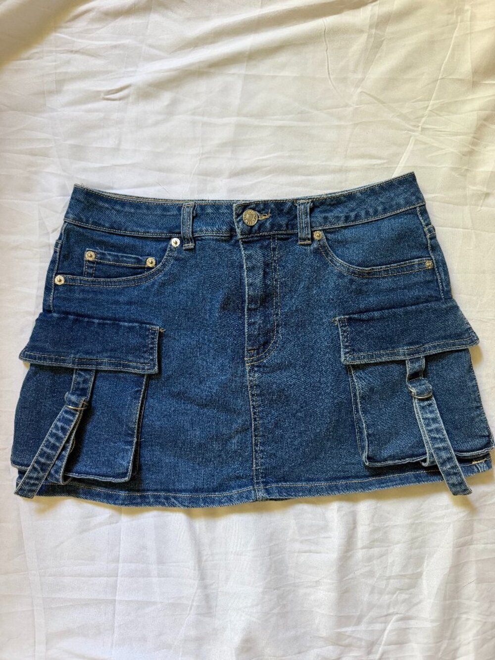 Womens Y2K Denim Cargo‎ Mini Skirt Love Tree Denim Size Medium/30